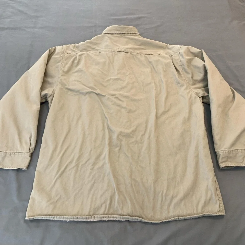 Levi's Shirt Jacket Mens 2XL Beige Canvas Sherpa Lined Button Front Workwear - Picture 6 of 7